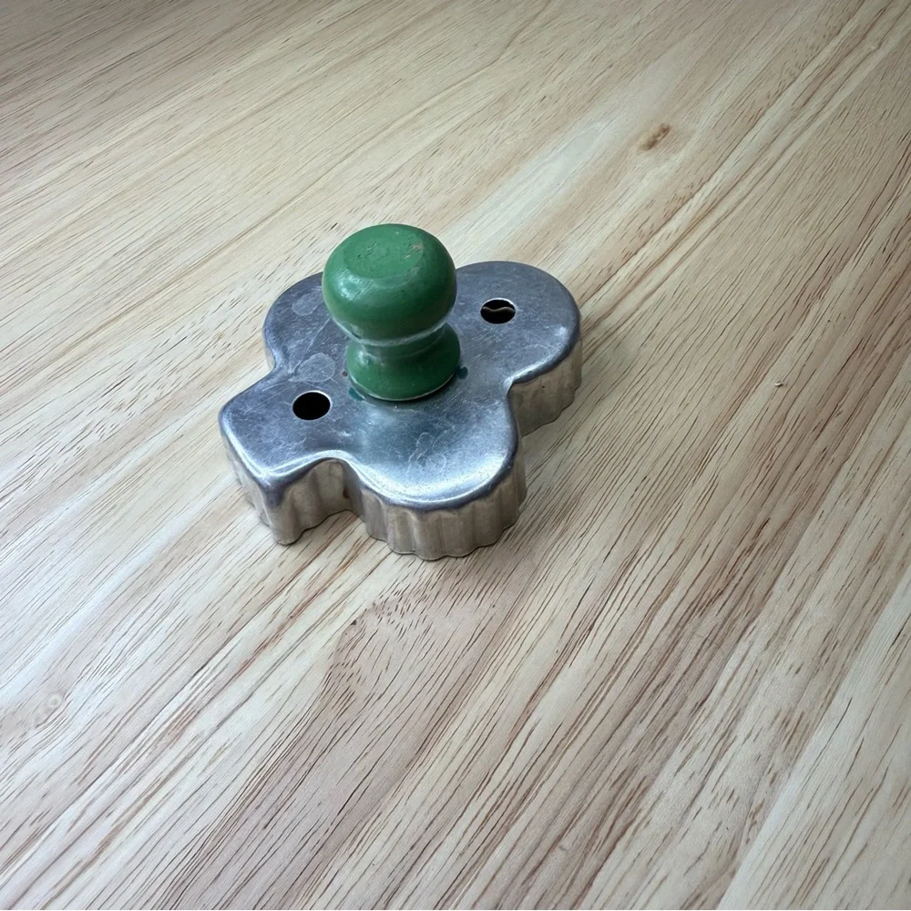 Vintage Silver Club with Green Wooden Handle Cookie Cutter